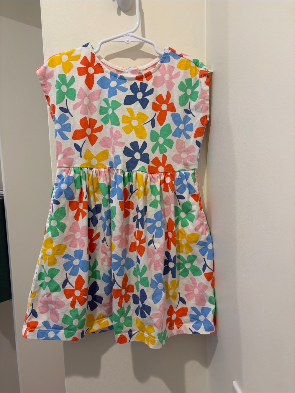 Primary Girls Rainbow Floral Dress with Pockets
